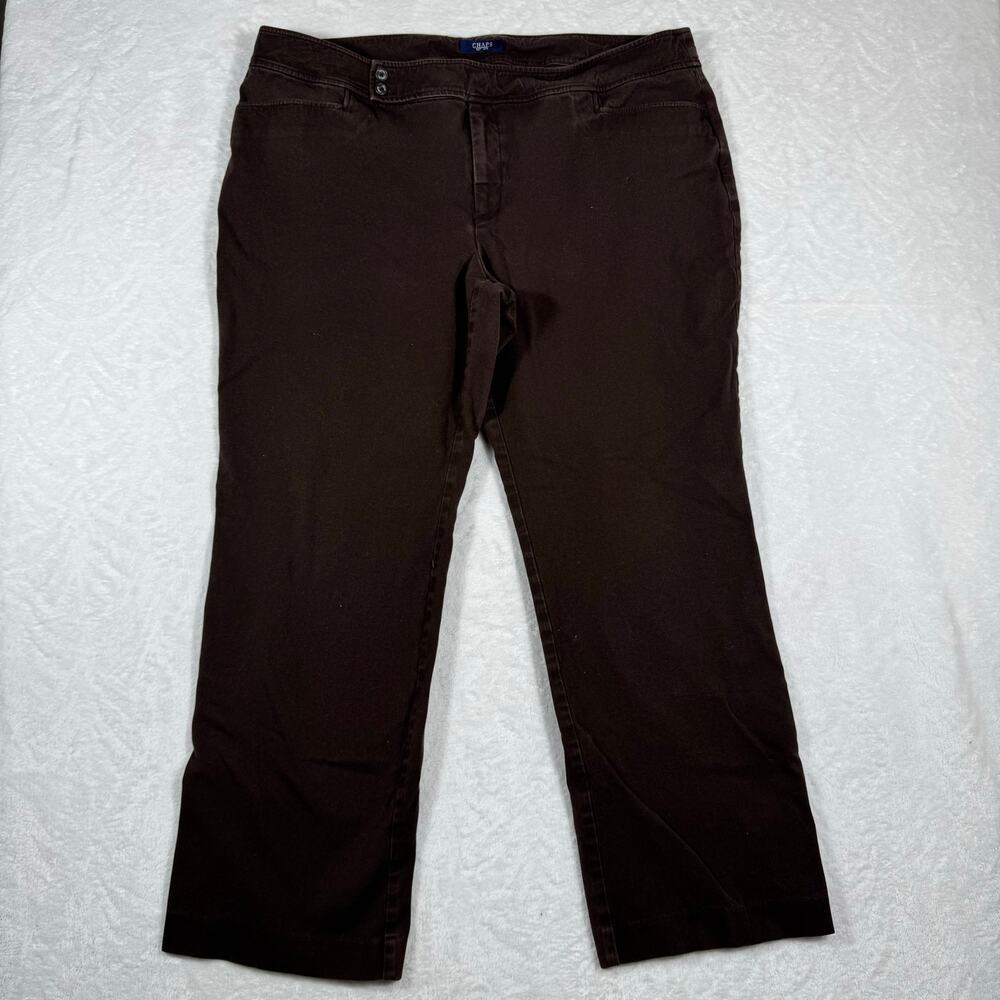 Chaps Women's 20W Brown Straight Leg Pants Plus Size Stretch Comfort